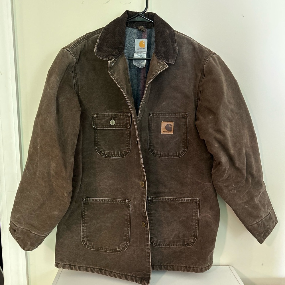 Carhartt Mens dark brown quilt lined coat jacket size medium